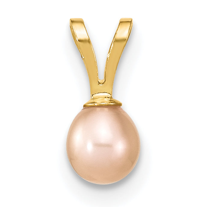 14k Madi K 4-5mm Pink Round Freshwater Cultured Pearl Pendant and Post Earrings Set