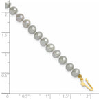 14k 5-6mm Grey Near Round Freshwater Cultured Pearl 7.5 inch Bracelet