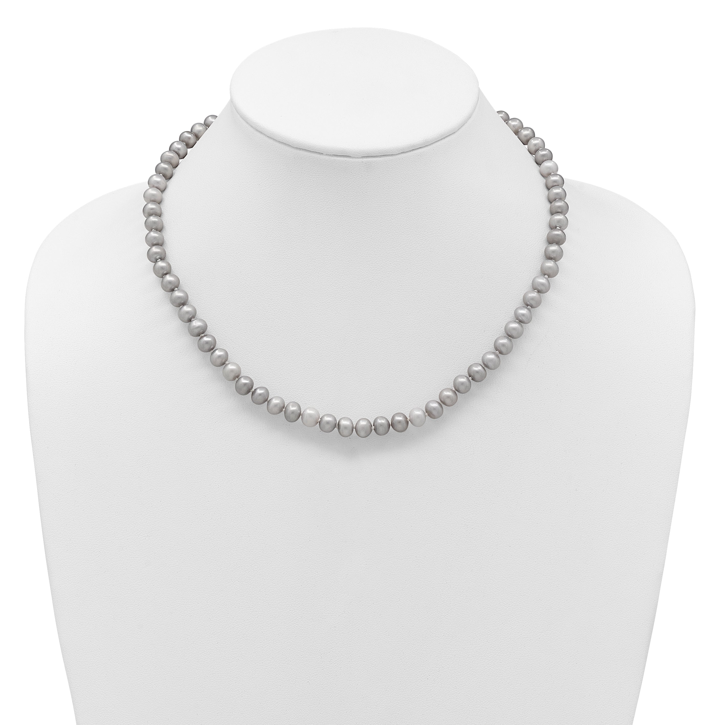 14K 6-7mm Grey Near Round Freshwater Cultured Pearl 20 inch Necklace