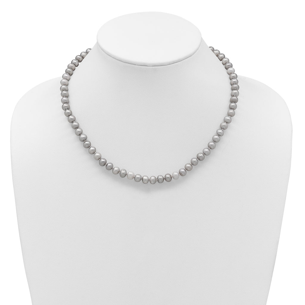 14K 6-7mm Grey Near Round Freshwater Cultured Pearl 20 inch Necklace