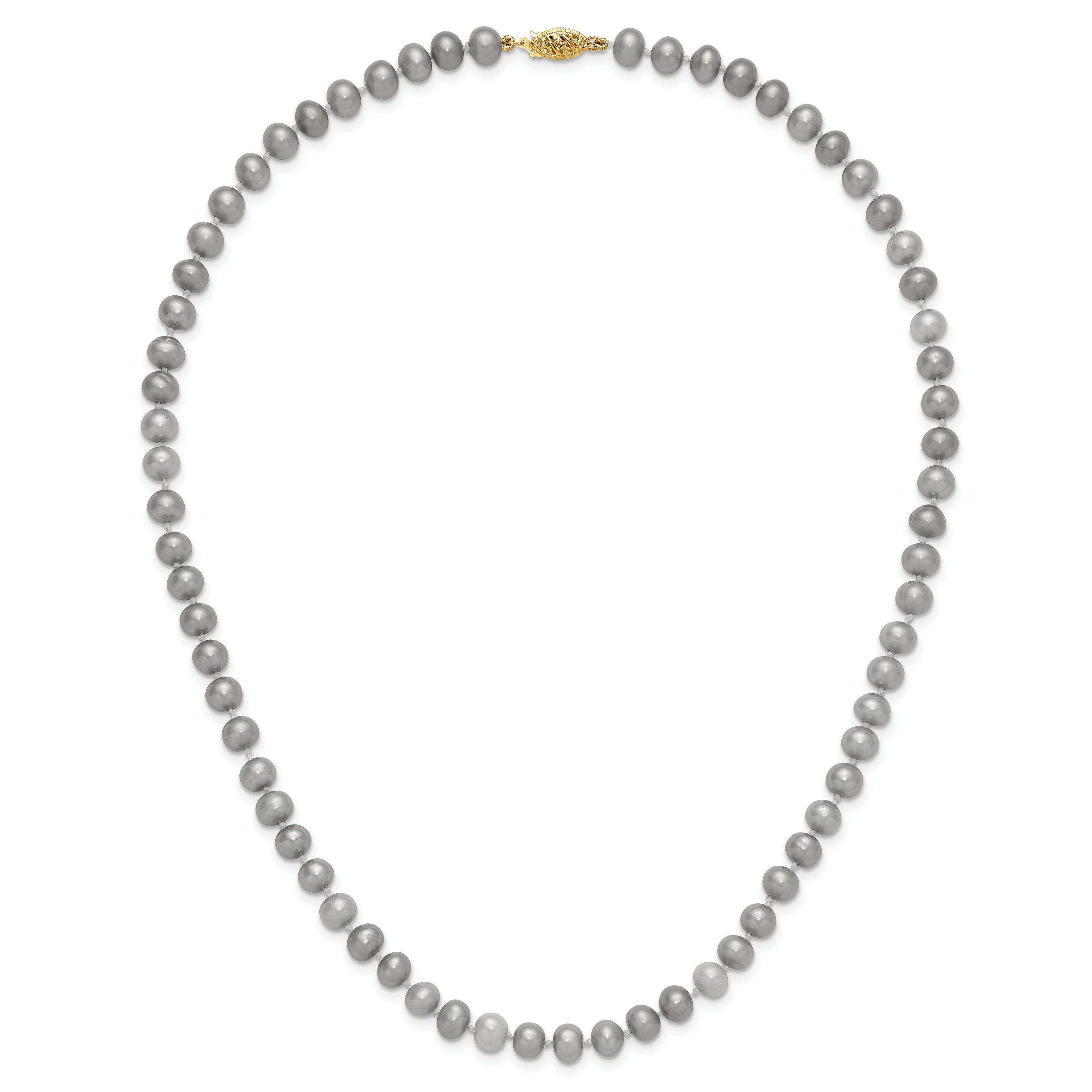14K 6-7mm Grey Near Round Freshwater Cultured Pearl 20 inch Necklace