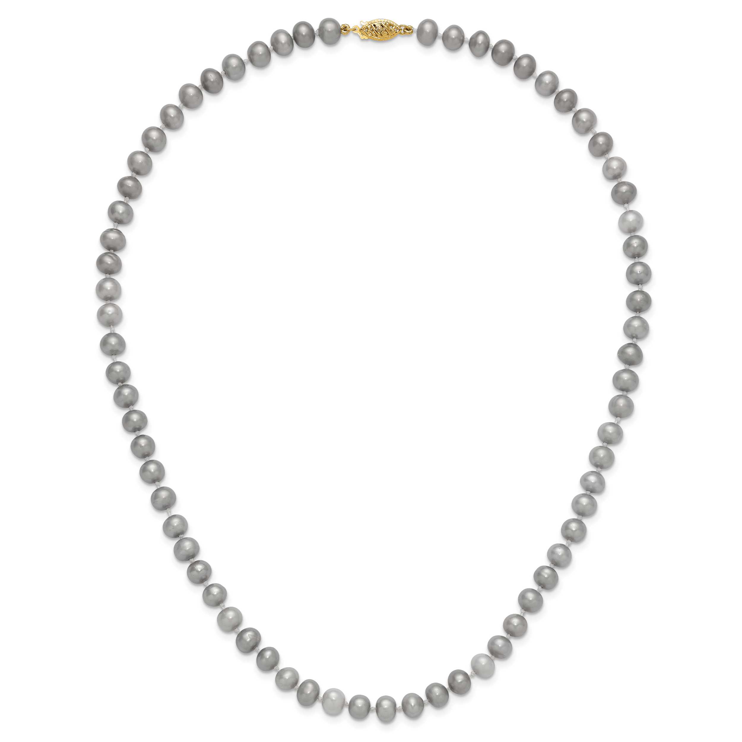 14K 6-7mm Grey Near Round Freshwater Cultured Pearl 20 inch Necklace