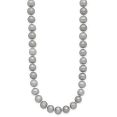 14K 7-8mm Grey Near Round Freshwater Cultured Pearl 20 inch Necklace