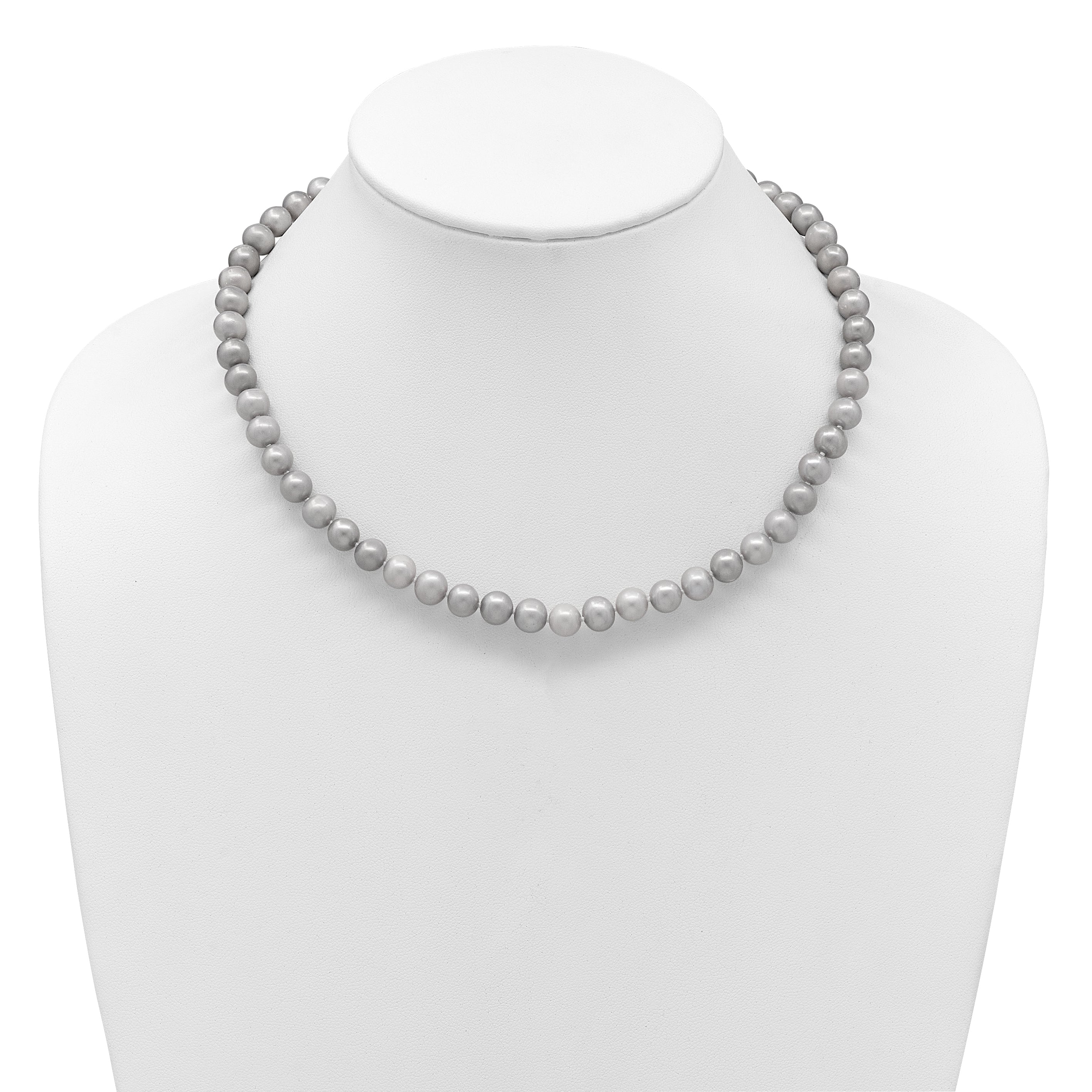 14K 7-8mm Grey Near Round Freshwater Cultured Pearl 16 inch Necklace Secondary image