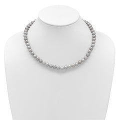14K 7-8mm Grey Near Round Freshwater Cultured Pearl 16 inch Necklace