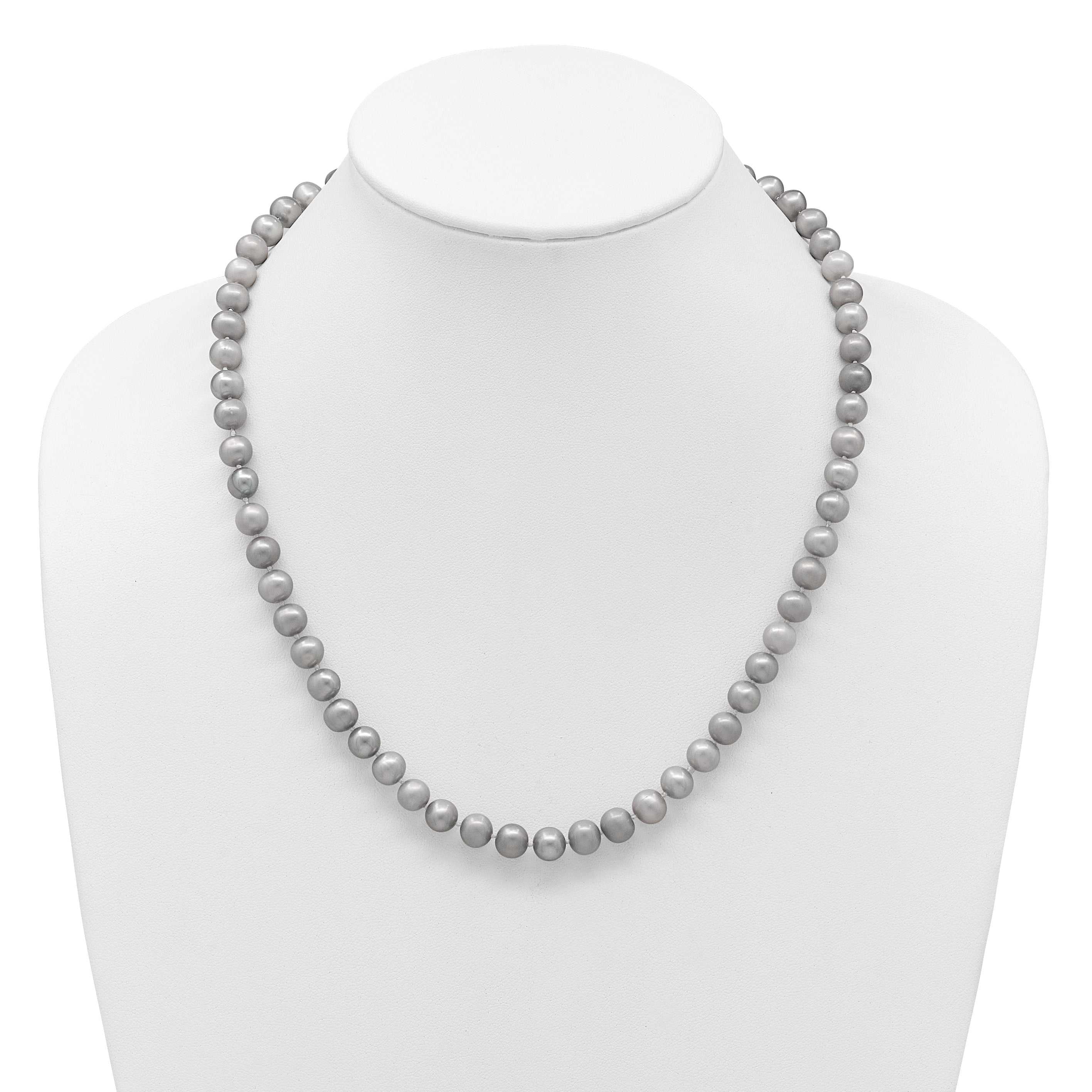 14K 7-8mm Grey Near Round Freshwater Cultured Pearl 20 inch Necklace