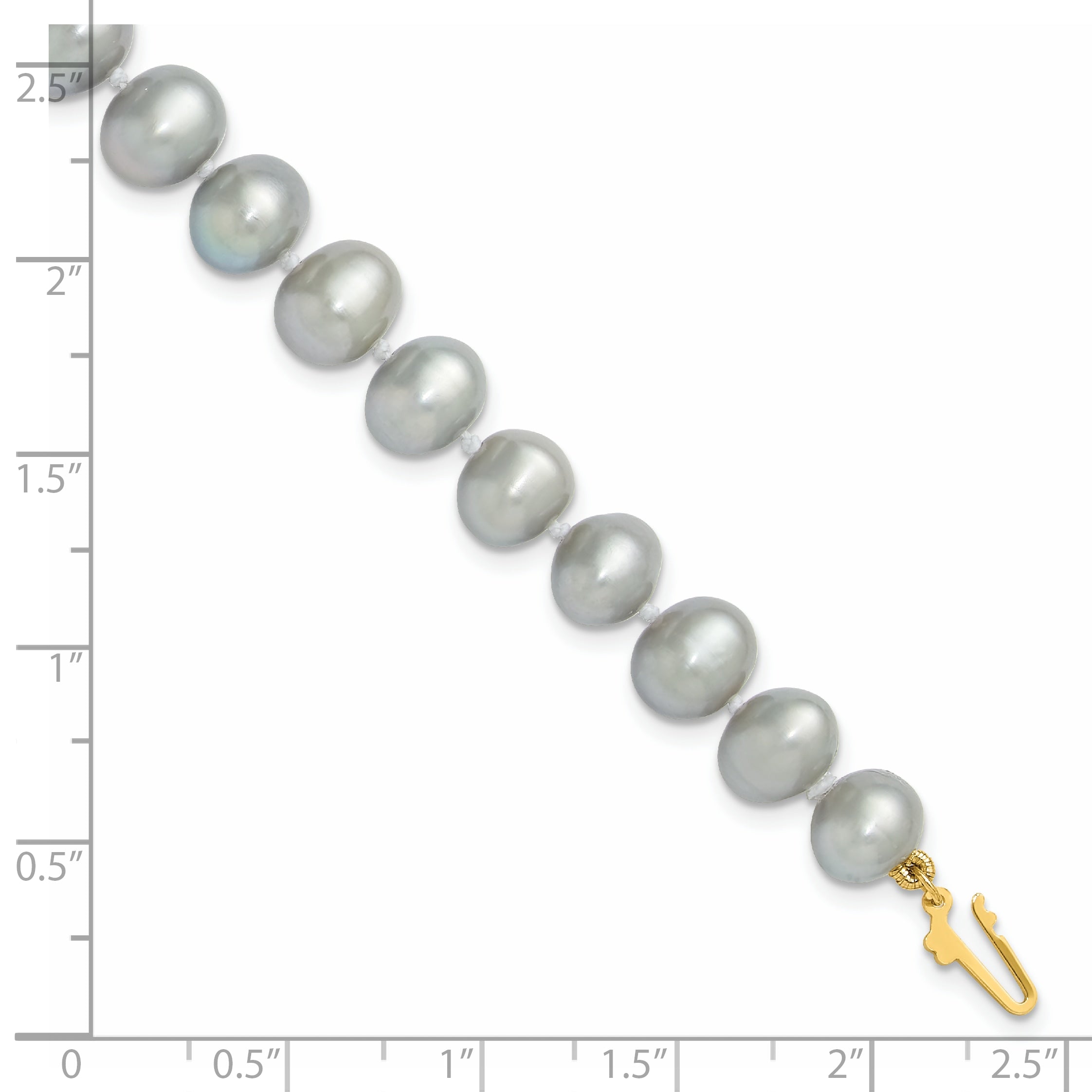 14k 7-8mm Grey Near Round Freshwater Cultured Pearl 7.5 inch Bracelet