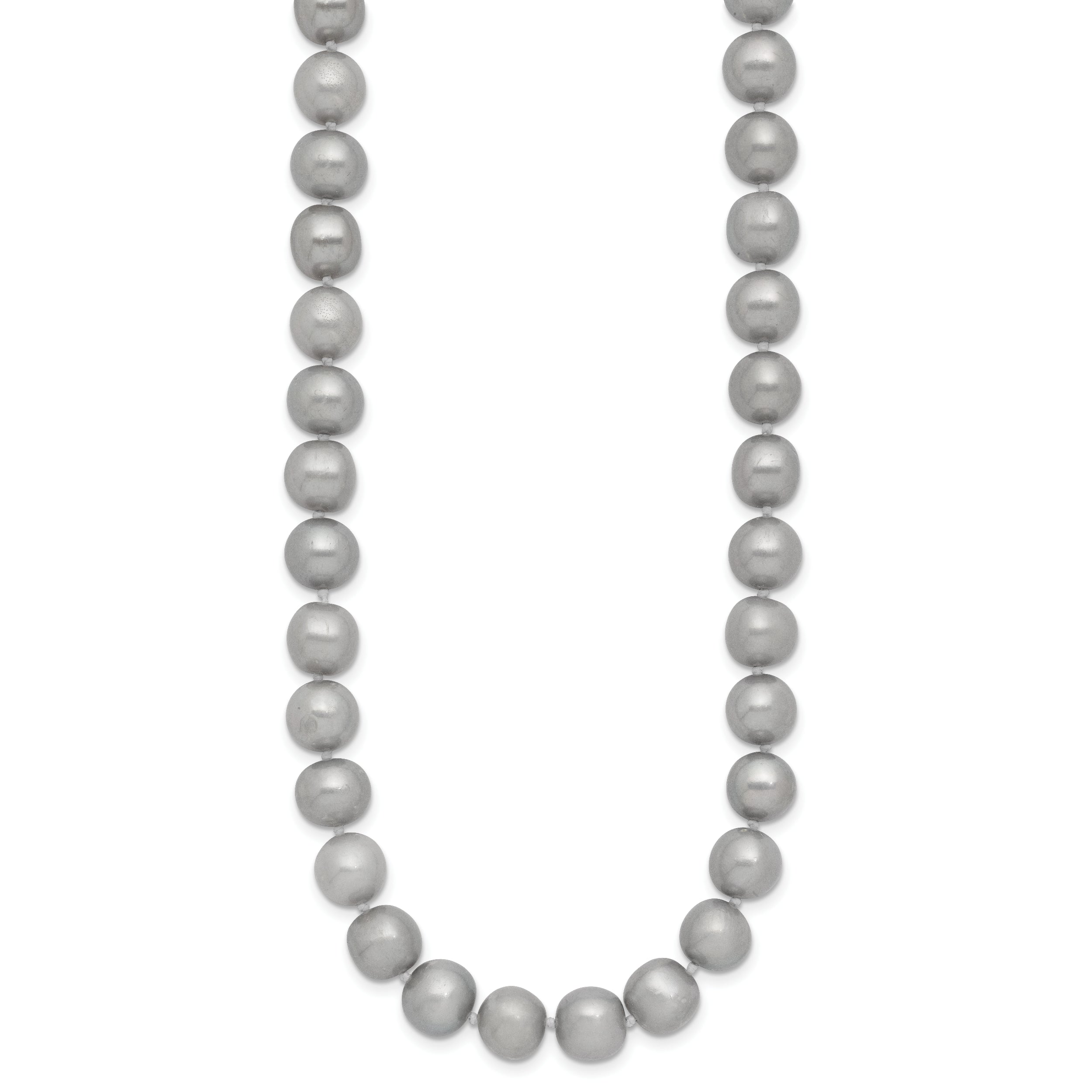 14K 8-9mm Grey Near Round Freshwater Cultured Pearl 20 inch Necklace