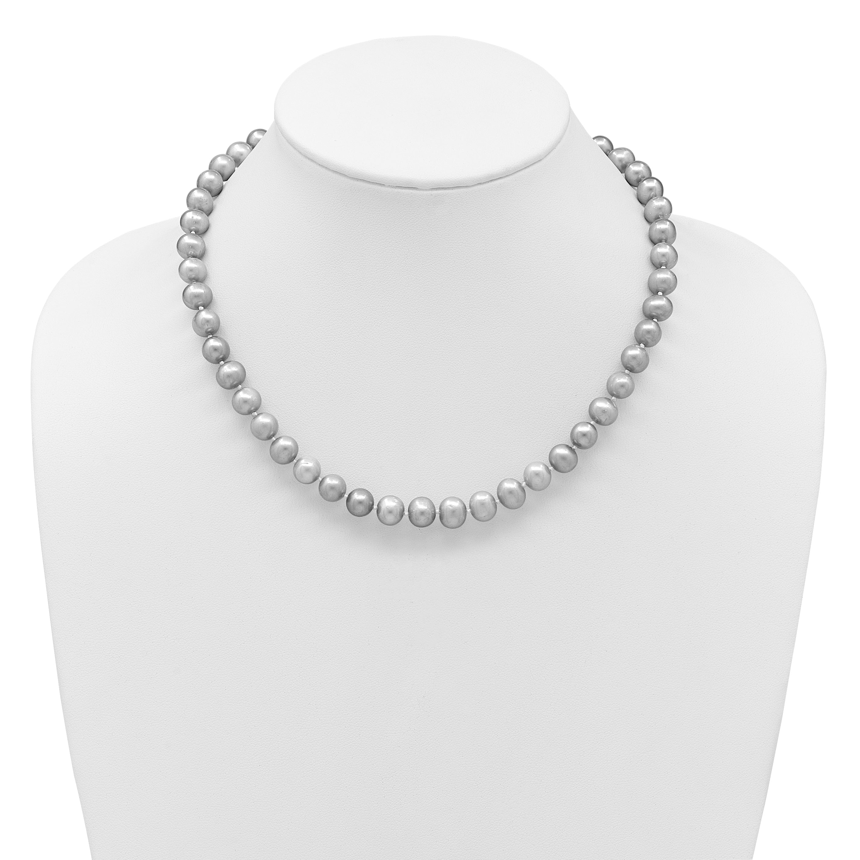 14K 8-9mm Grey Near Round Freshwater Cultured Pearl 20 inch Necklace