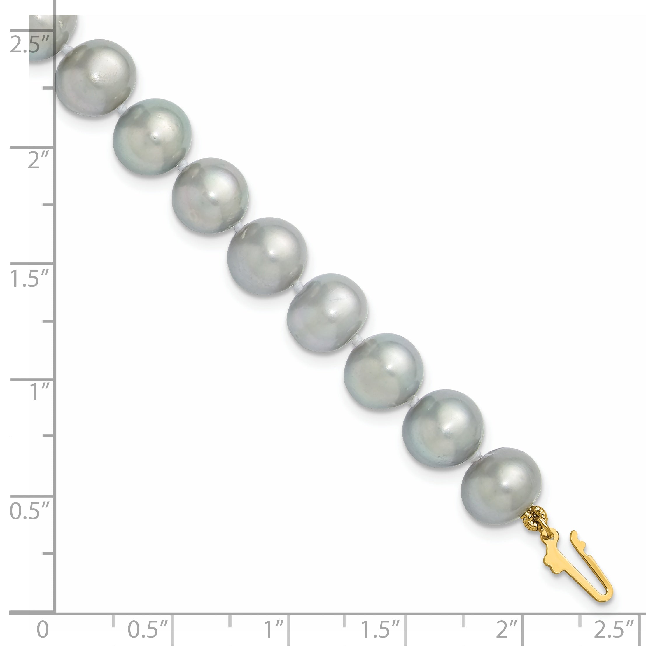 14K 8-9mm Grey Near Round Freshwater Cultured Pearl 7.5 inch Bracelet