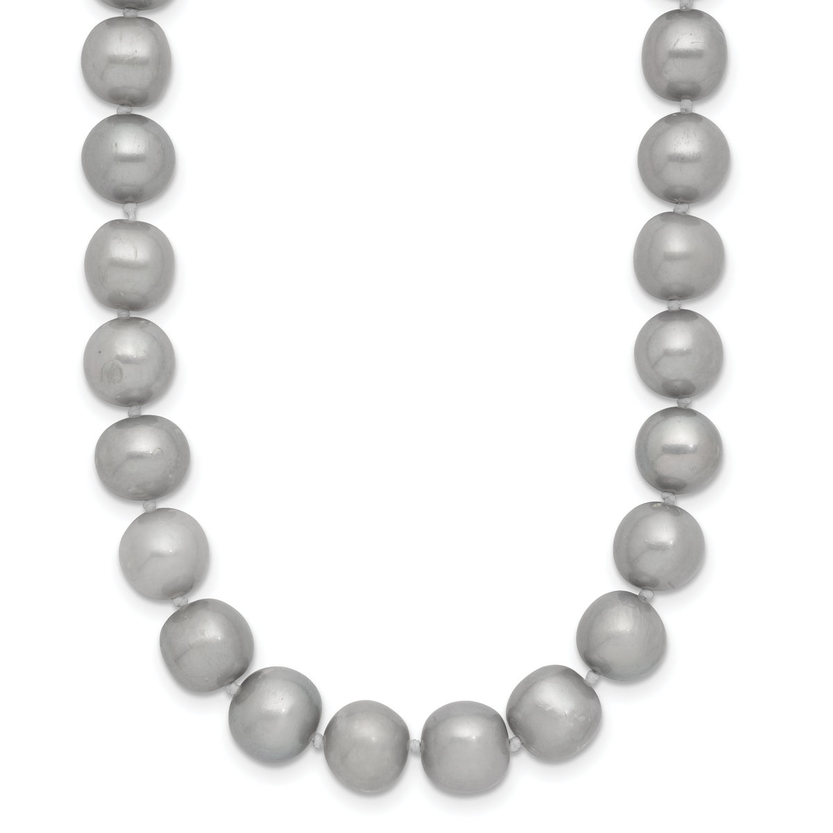 14K 8-9mm Grey Near Round Freshwater Cultured Pearl 20 inch Necklace