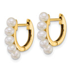 14k Polished 3-4mm Rice White South Sea Saltwater Cultured Pearl Hinged Hoop Earrings