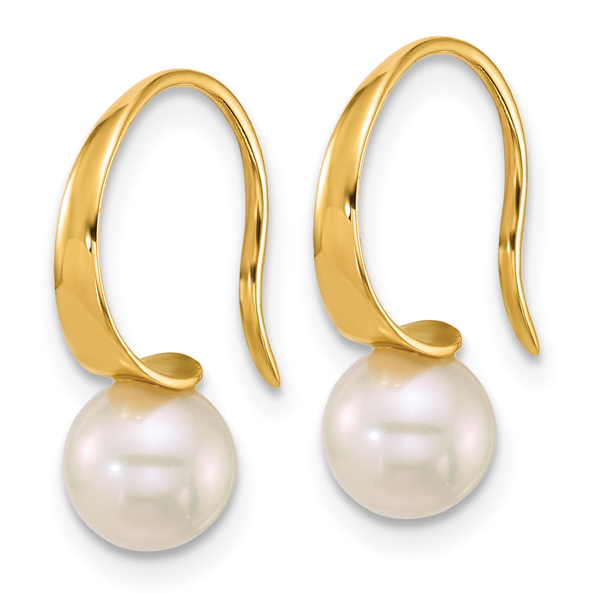 14k Polished 6-7mm Round White South Sea Saltwater Cultured Pearl Dangle Earrings Secondary image
