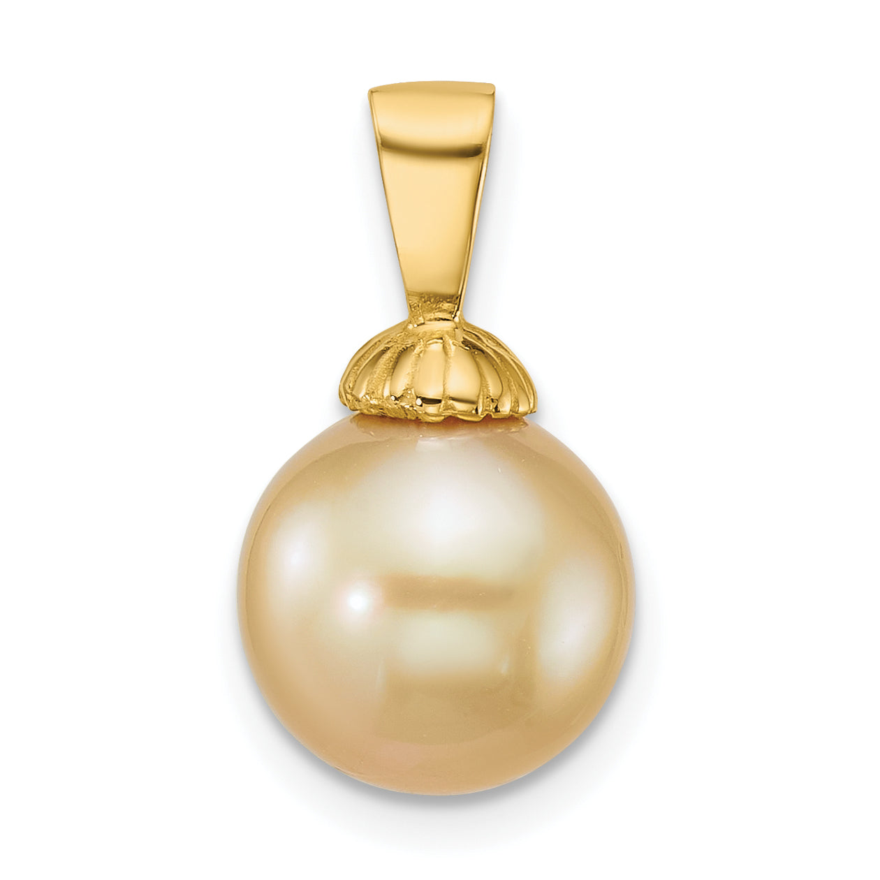 14k Polished 10-11mm Round Golden South Sea Saltwater Cultured Pearl Pendant Main image