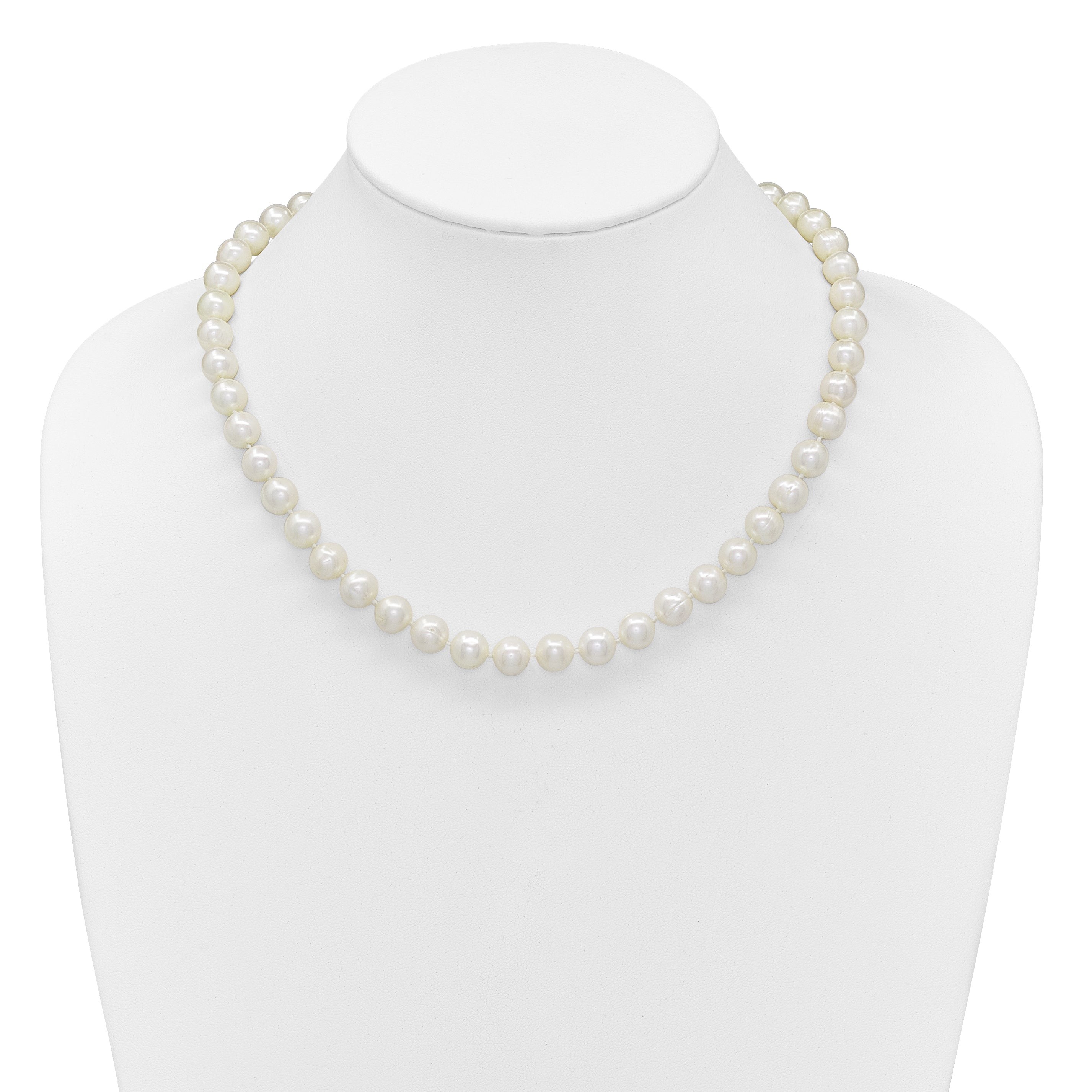 14k Polished 9-10mm Near-Round White Freshwater Cultured Pearl 18 inch Necklace