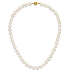 14k Polished 9-10mm Near-Round White Freshwater Cultured Pearl 18 inch Necklace