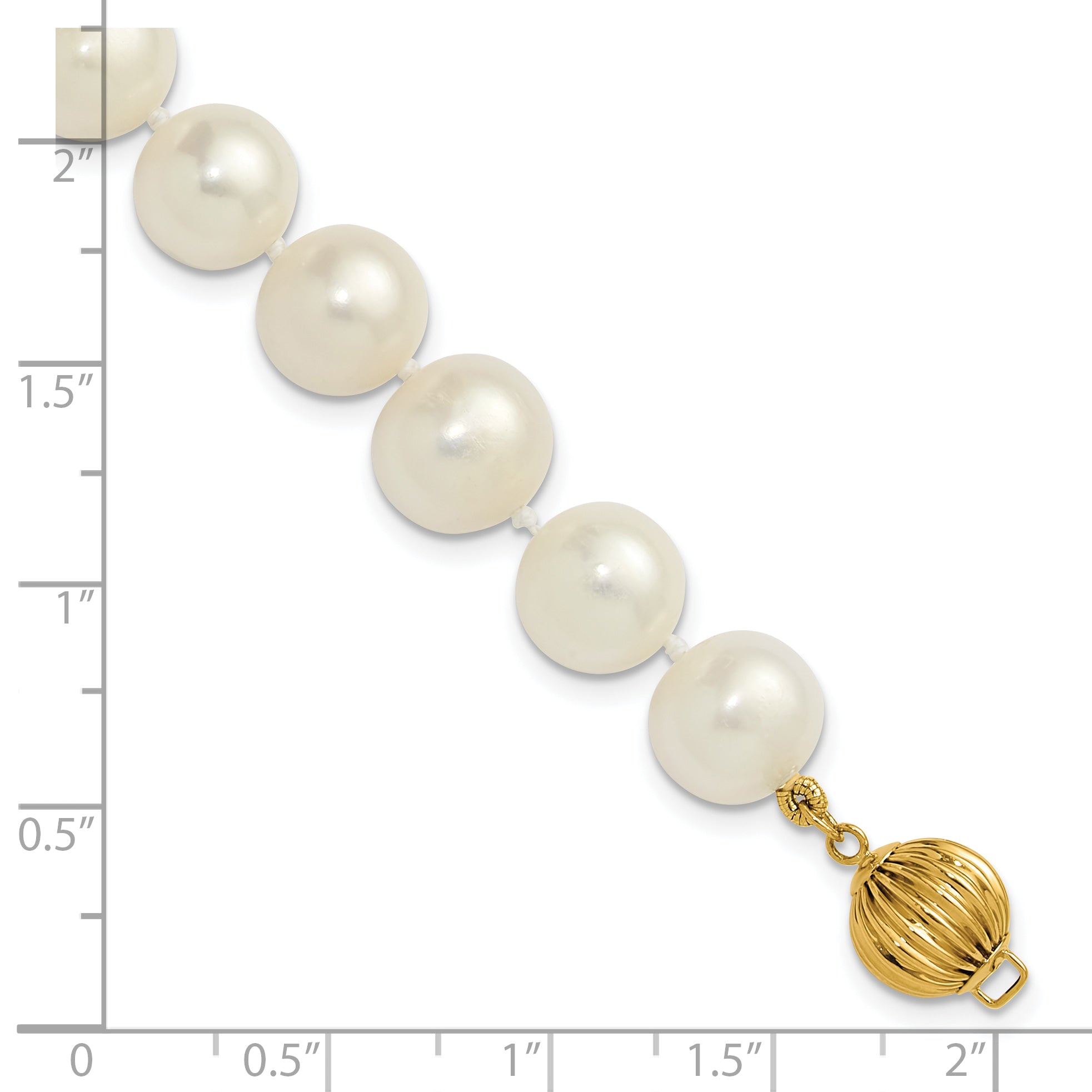 14k Polished 9-10mm Near-Round White Freshwater Cultured Pearl 7.5 inch Bracelet