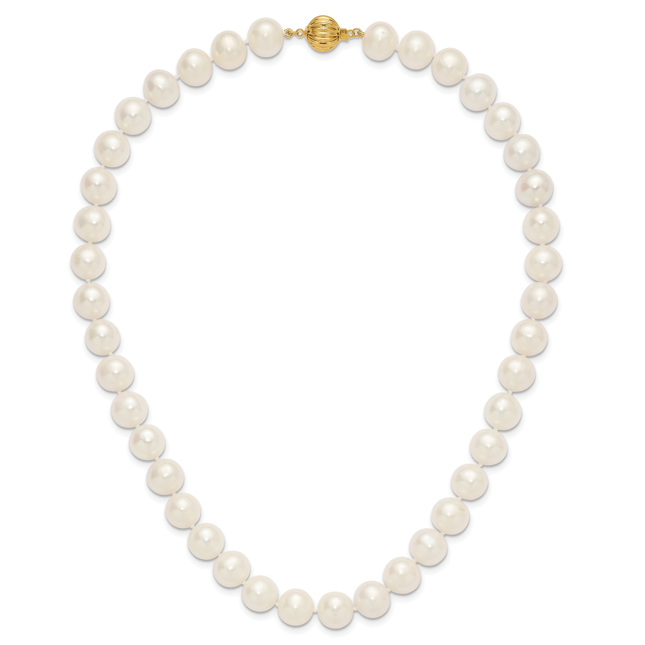 14k Polished 10-11mm Near-Round White Freshwater Cultured Pearl 18 inch Necklace