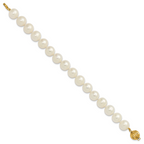 14k Polished 10-11mm Near-Round White Freshwater Cultured Pearl 7.5 inch Bracelet