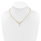 14k Polished 8-9mm Near Round Freshwater Cultured Pearl Dangle 16.75 inch Necklace