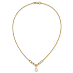 14k Polished 8-9mm Near Round Freshwater Cultured Pearl Dangle 16.75 inch Necklace