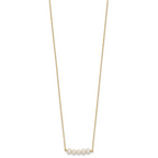 14k Polished 4-5mm Semi-Round White Freshwater Cultured 5-Pearl Bar 19.5 inch Necklace