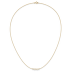 14k Polished 4-5mm Semi-Round White Freshwater Cultured 5-Pearl Bar 19.5 inch Necklace