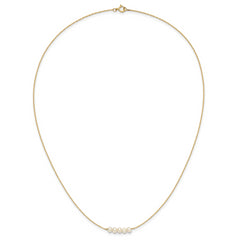 14k Polished 4-5mm Semi-Round White Freshwater Cultured 5-Pearl Bar 19.5 inch Necklace