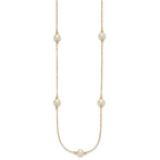 14k Polished 8-9mm Near-Round White Freshwater Cultured Pearl 5-Station 18 inch Necklace
