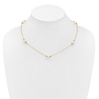 14k Polished 8-9mm Near-Round White Freshwater Cultured Pearl 5-Station 18 inch Necklace