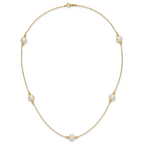 14k Polished 8-9mm Near-Round White Freshwater Cultured Pearl 5-Station 18 inch Necklace