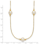 14k Polished 8-9mm Near-Round White Freshwater Cultured Pearl 5-Station 18 inch Necklace