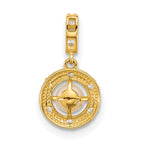 14k Polished and Grooved White Freshwater Cultured Pearl and CZ Circle Pendant
