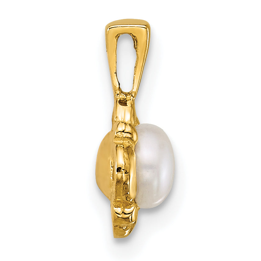 14k Polished 4-5mm Button White Freshwater Cultured Pearl Pendant Secondary image