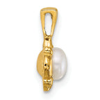 14k Polished 4-5mm Button White Freshwater Cultured Pearl Pendant