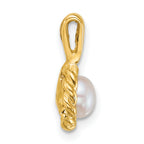14k Polished 5-6mm Button White Freshwater Cultured Pearl Twisted Edge Pendant