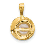 14k Polished 6-7mm Button White Freshwater Cultured Pearl Pendant