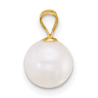 14k Polished 8-9mm Round White Freshwater Cultured Pearl Pendant