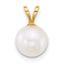 14k Polished 8-9mm Round White Freshwater Cultured Pearl Pendant