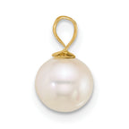 14k Polished 7-8mm Round White Freshwater Cultured Pearl Pendant