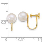 14k Polished 7-8mm Round Akoya Saltwater Cultured Pearl Non-Pierced Earrings