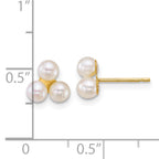 14k Polished 3-4mm Button White Freshwater Cultured 3-Pearl Post Earrings
