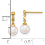 14k Polished 6-7mm White Round Freshwater Cultured Pearl Dangle Post Earrings