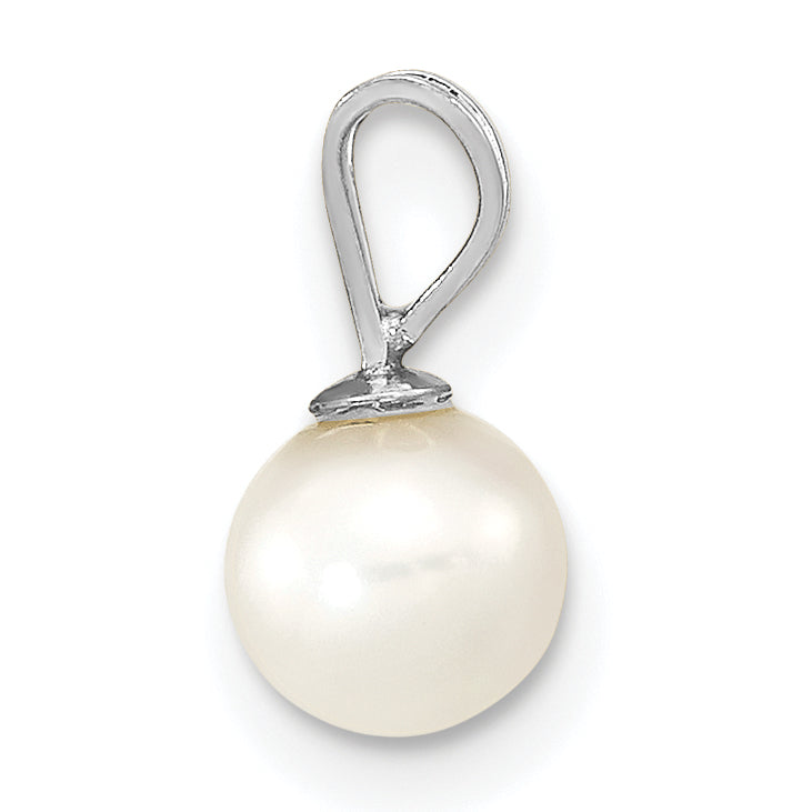 14k White Gold 5-6mm White Round Freshwater Cultured Pearl Pendant