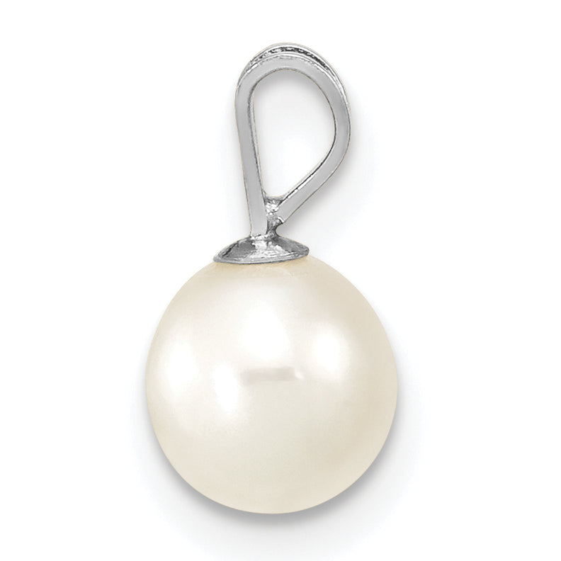 14k White Gold 6-7mm White Round Freshwater Cultured Pearl Pendant