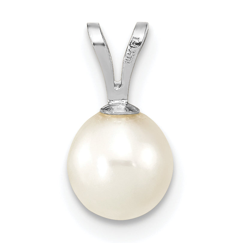 14k White Gold 6-7mm White Round Freshwater Cultured Pearl Pendant