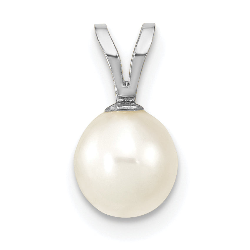 14k White Gold 6-7mm White Round Freshwater Cultured Pearl Pendant Main image