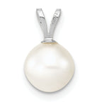 14k White Gold 7-8mm White Round Freshwater Cultured Pearl Pendant