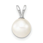 14k White Gold 7-8mm White Round Freshwater Cultured Pearl Pendant