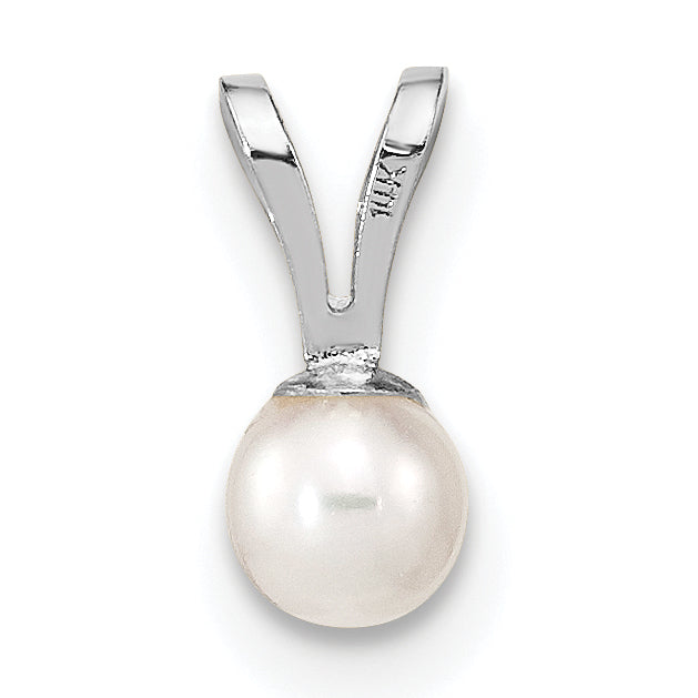14k White Gold 3-4mm White Round Freshwater Cultured Pearl Pendant